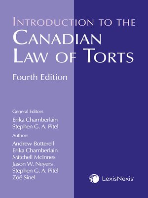 cover image of Introduction to the Canadian Law of Torts